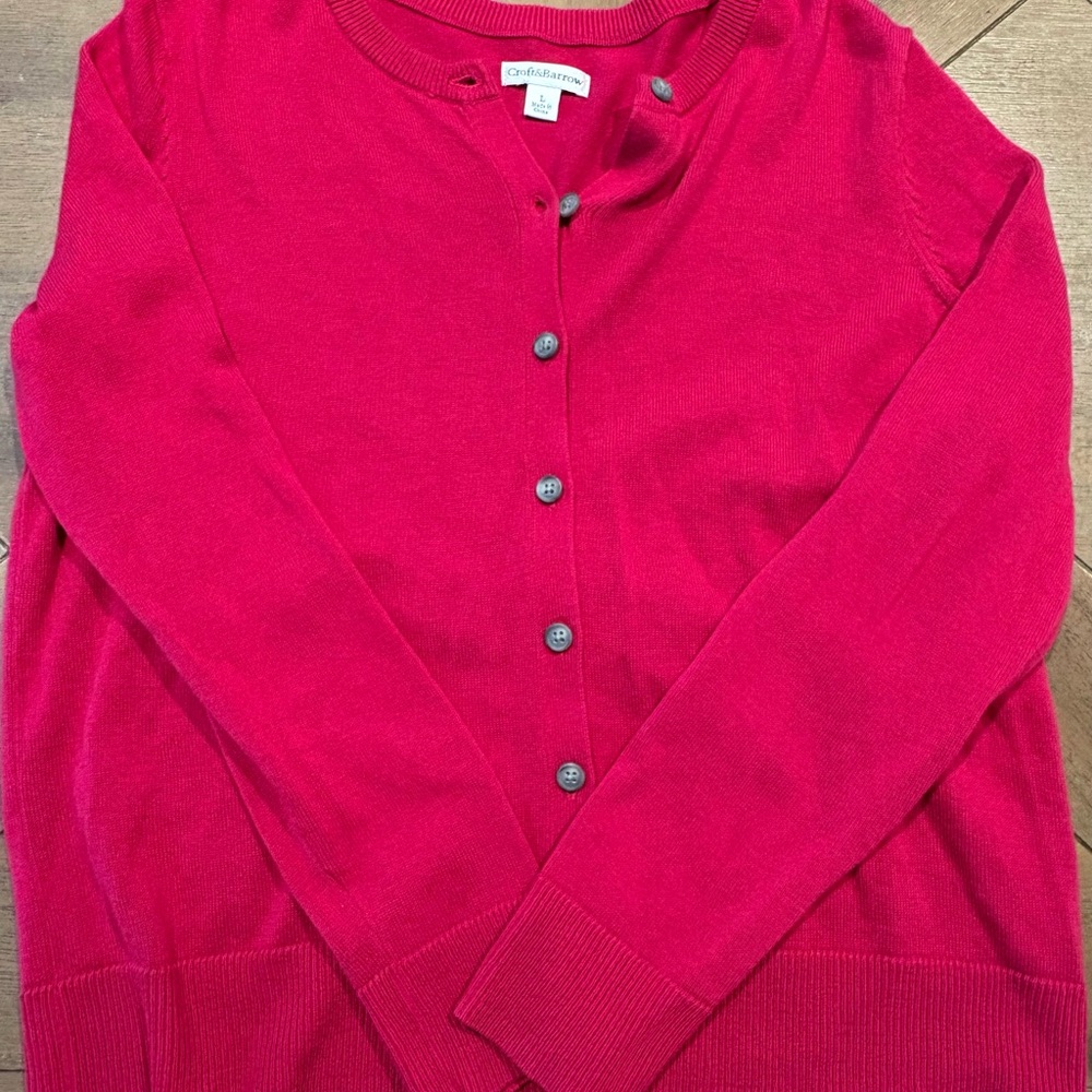 Croft & Barrel button-front cardigan, pink, size L - Picture 2 of 8